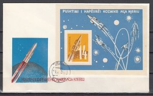 Albania, Scott cat. 624 A. Space s/sheet. First day cover. Cat. 65.00. ^