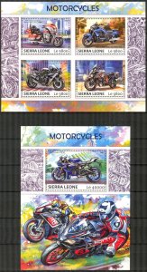 Sierra Leone 2017 Motorcycles sheet + S/S MNH