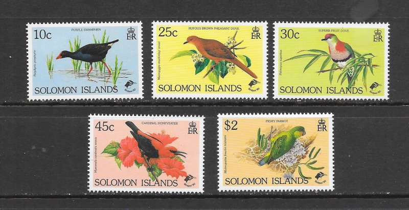BIRDS - SOLOMON ISLANDS #678-82 MNH