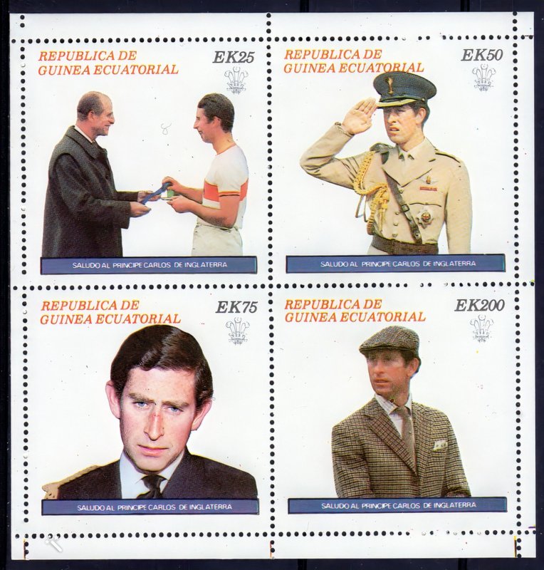 Equatorial Guinea  1981 Prince Charles/Polo Sheetlet (4) Perforated MNH VF