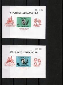 El Salvador 1969 Sc#750a/ C259a John F. Kennedy-Apollo 11 Space 2 S/S IMPERF.MNH