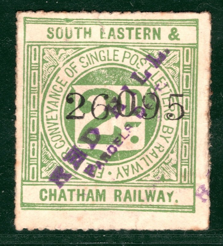 GB Kent SE&CR RAILWAY Letter Stamp 2d Super *RED HILL* STATION PARCELS SBW100