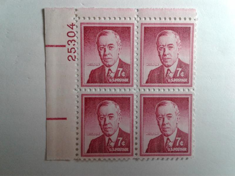 SCOTT # 1040  WOODROW WILSON PLATE BLOCK MINT NEVER HINGED