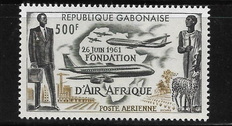 Gabon 1962 Air Afrique issue Airplance Sc C5 MNH A1447