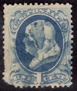 US Stamp #182 1c  Franklin USED SCV $6. Blue Fancy Cancel