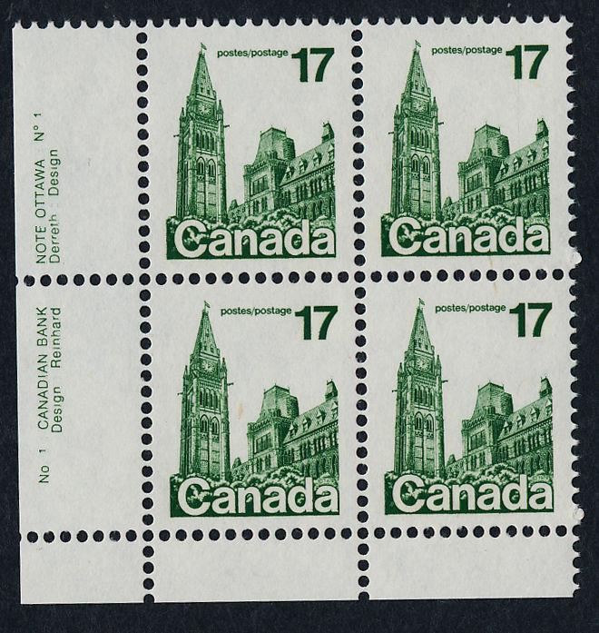 Canada 790 BL Block Plate 1 MNH Parliament Building