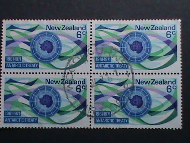 ​NEW ZEALAND-1971-SC#475-10TH ANNIVERSARY ANTARCTIC TREATY-USED BLOCK OF 4  VF