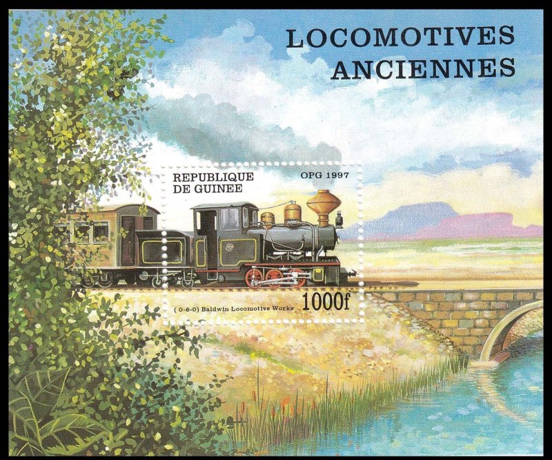 GUINEA - 1997 ANCIENT LOCOMOTIVES / RAILWAY / TRAINS - MIN. SHEET MINT NH