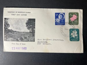 1960 Norfolk Island First Day Cover FDC to Waitotara New Zealand NZ