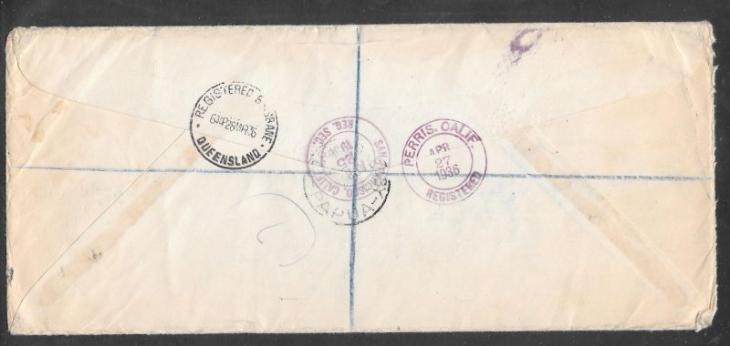 Papua New Guinea #C2-C4,94,115,117 Registered cover to U.S.A. MAR5/1936 (12841)