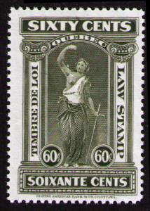 CANADA QUEBEC REVENUE 1912 60c #QL61 MNG SCARCE LAW STAMP CAT $7.50 SEE SCAN