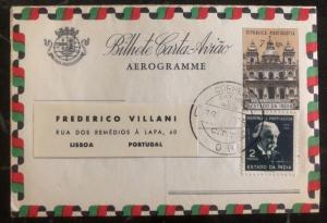 1955 Goa Portuguese India Air Letter Aerogramme Cover To Lisboa Portugal