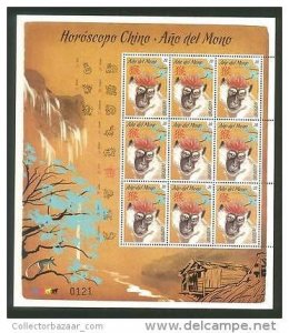 CHINA NEW YEAR OF MONKEY CHINESE CALENDAR APE ART URUGUAY MNH stamp sheet 2016