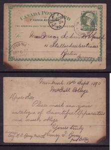 Canada #13983 - 2c UPU card-St Catherine Street,Montreal Sp 12 1890 to Germany-