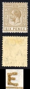 Bahamas SG86a 6d Variety Malformed E Wmk MCA M/M cat 130 pounds