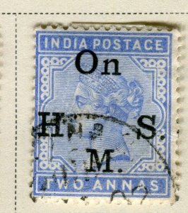 INDIA; 1883 early classic QV SERVICE Optd. issue fine used 2a. value