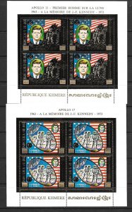 CAMBODIA Sc C44-45 NH MINISHEETS of 1974 - SPACE & KENNEDY