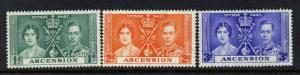 Ascension Island 37-9 MNH King George VI Coronation