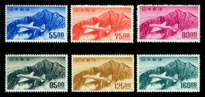 JAPAN 1952 AIRMAIL Mt.Tateyama  SEN UNIT  Sk# A16-A21 (Sc# C19-C24) mint MNH**