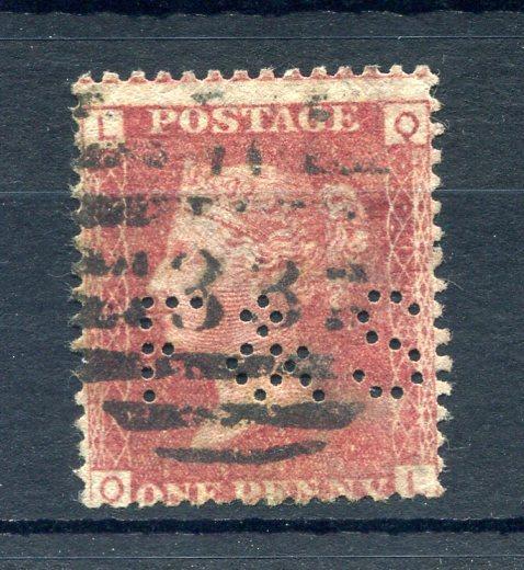 PENNY RED PLATE 158 WITH 'F&S' PERFIN