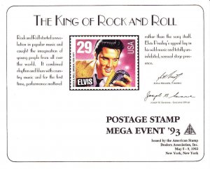 ASDA MEGA Souvenir Card #2721 Elvis Presley Enlarged Facsimile Rock & Roll 1993