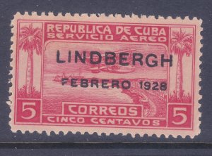 Cuba C2 MNH 1928 LINDBERGH Overprinted Airmail Issue VF
