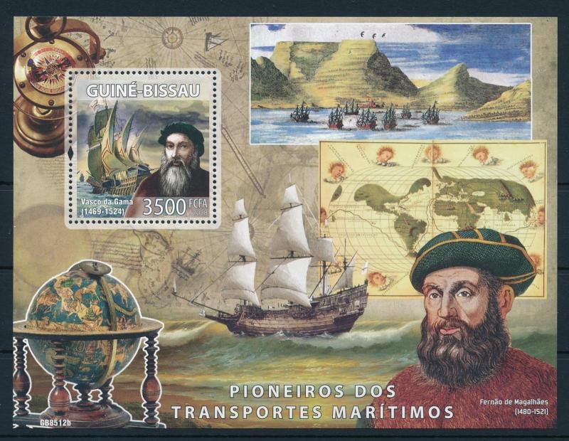 [96499] Guinea Bissau 2008 Explorer Vasco Da Gama Magalhães Ships Sheet MNH