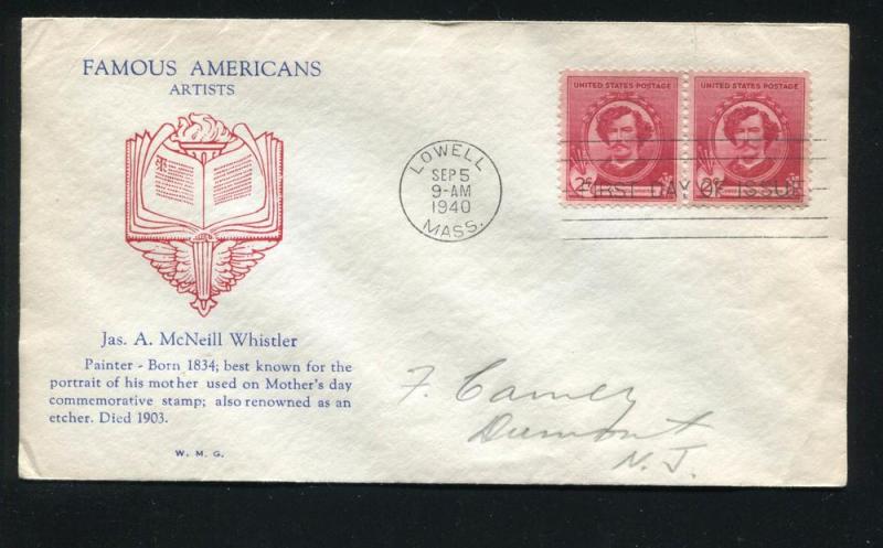 US 885 FDC ADDR James Whistler Famous American Grandy