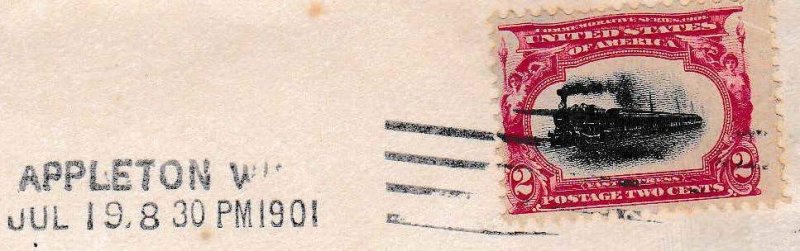 United States 1901 single 2cent Pan-American on Cover Scott 295 single use