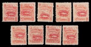 1896 NICARAGUA OFFICIALS #O82-O9O - MOGH - FINE & BETTER - CV$29.00 (E#1169)