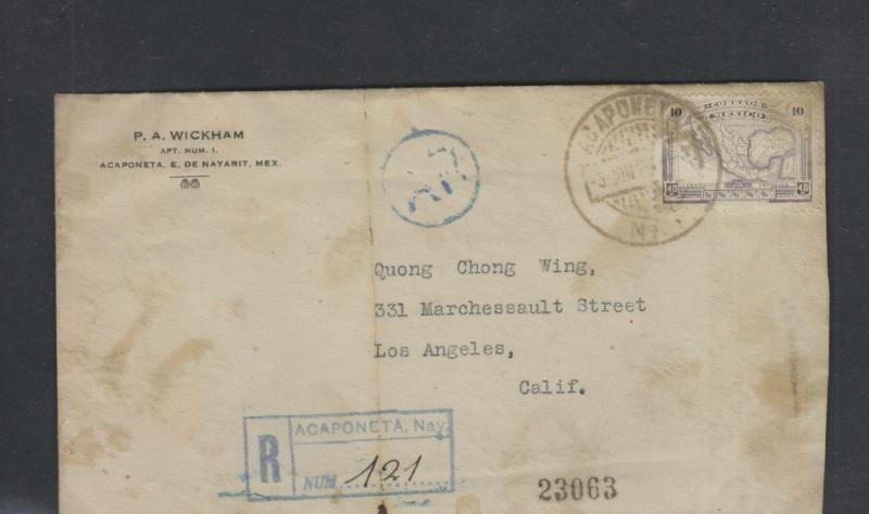 O) 1938 MEXICO,FROM ACAPONETA TO LOS ANGELES, CHINESE CORRES