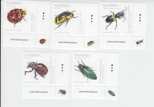 2013 Namibia Beetles Set of 5 (Scott New) MNH