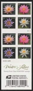 4964-67,4967b Water Lilies Bklt of 20 MNH $1 Shipping