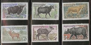 Cambodia Scott 295-300 MNH** 1972 animal stamp set CV$7.50