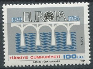 Turkey Sc#2276 MNH, 100L gray & multi, Europa (C.E.P.T.) 1984 - Bridge-25th A...