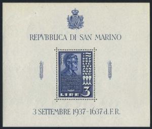 San Marino 186 sheet,hinged.Michel 235 Bl.2. Abraham Lincoln,Bust.1938.