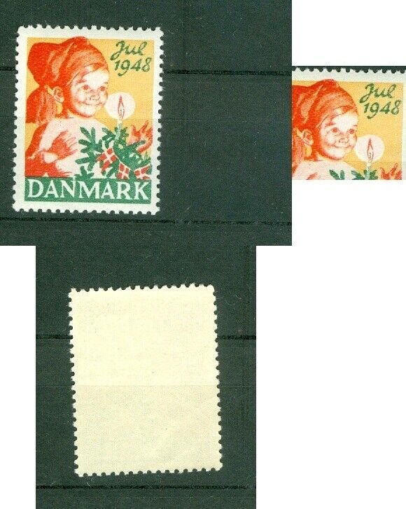 Denmark. 1948. Christmas Seal, MNH. Variant. Forehead Spot, Printing Error.