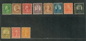 US Sc#581-591 M/VLH/F-VF, Perf 10, Cv. $176.75