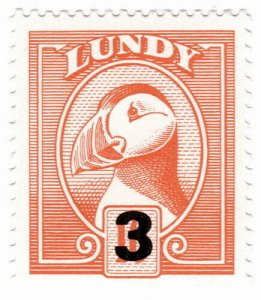 (I.B) Cinderella Collection : Lundy Puffin 3p on 10p OP