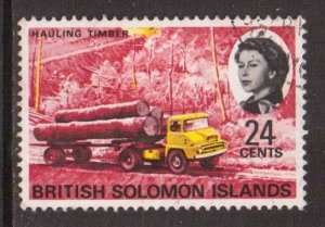 Solomon Islands  #190   used   1968   hauling  timber   24c