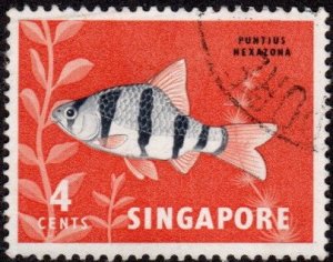 Singapore 54 - Used - 4c Tiger Barb (1962) (cv $0.60) (3)