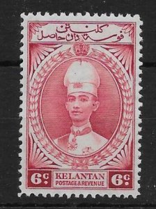 MALAYA KELANTAN SG44 1937 6c LAKE MTD MINT 