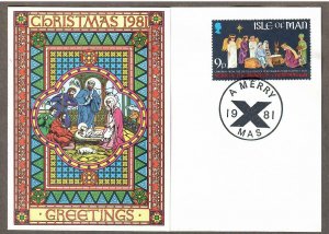 Isle of Man # 206 , 1981 Christmas First Day Card - I Combine S/H