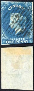 Ceylon SG2 1d Deep Turquoise-blue Cat 45 pounds