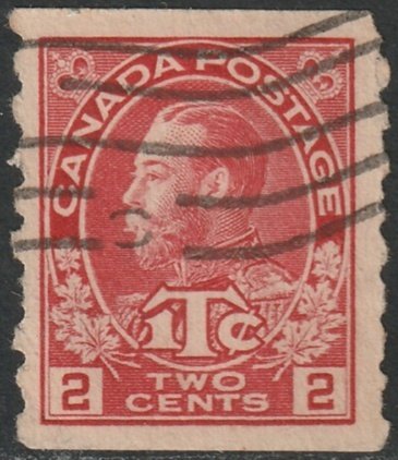 Canada 1916 Sc MR6 war tax coil used carmine