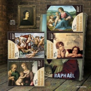 Togo - 2019 Italian Renaissance Artist Raphael - 4 Stamp Sheet - TG190544a