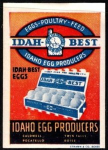 Vintage US Poster Stamp Idah-Best Idaho Egg Producers Eggs-Poultry-Feed