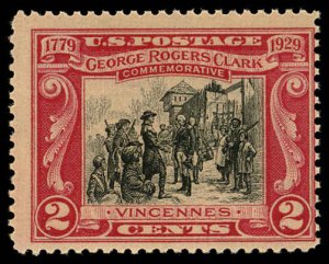 US Sc 651 F/MNH - 1929 2¢  George Rogers Clark - Surrender of Ft. Sackville