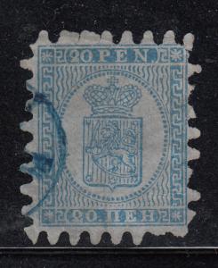 Finland 1866-74 used Scott #9a 20p Coat of Arms, II Cancel: blue, probably Abo