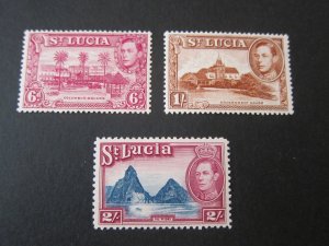 St Lucia 1943 Sc 119,121-122 MH